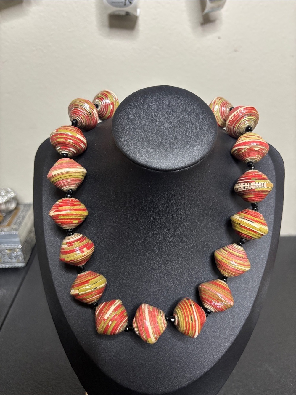Chunky Handcrafted Paper Bead Choker Statement Necklace